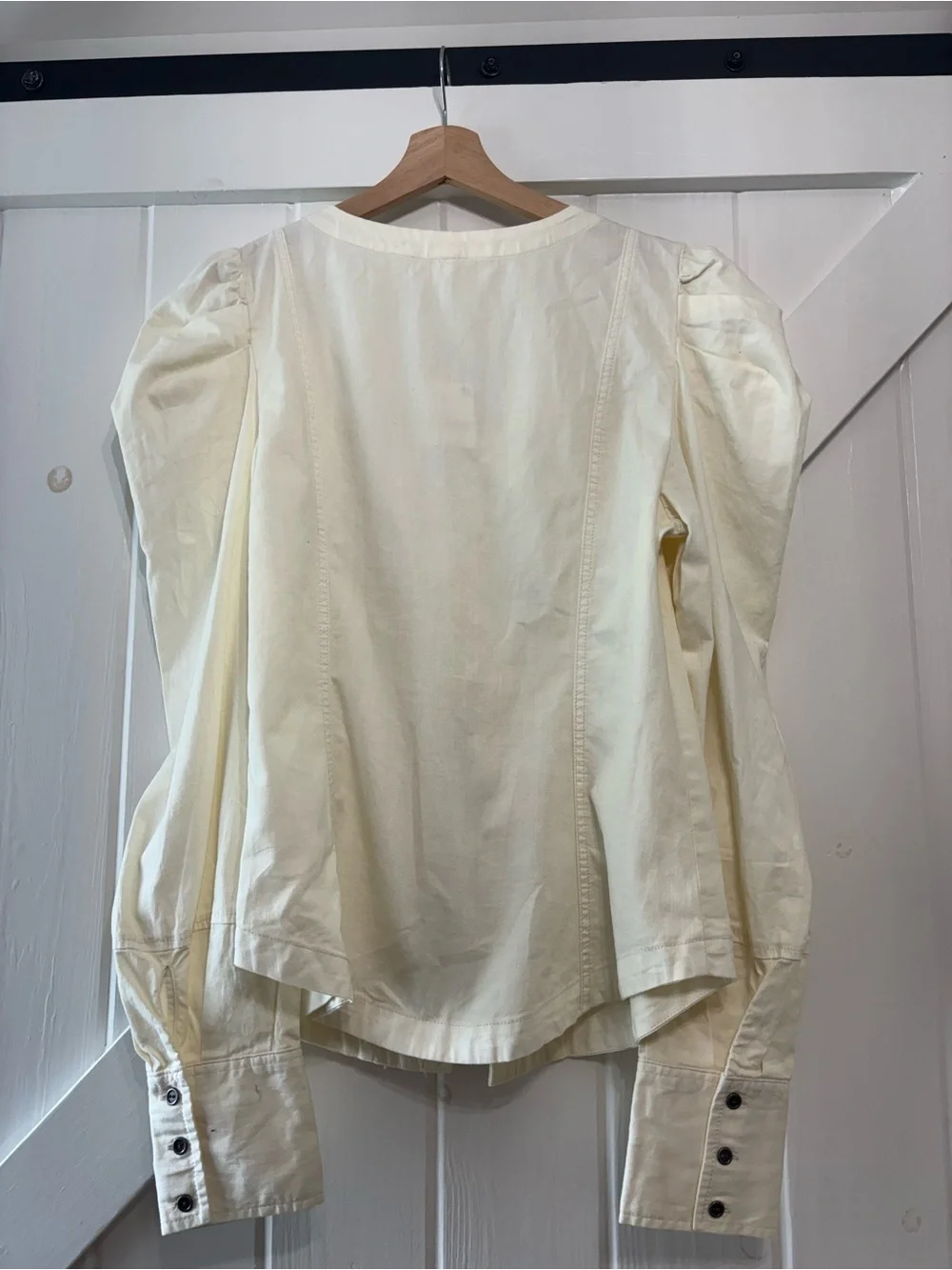 Free People Ivory Lace-Up Corset Puff Sleeve Cream Blouse Cottagecore Prairie M